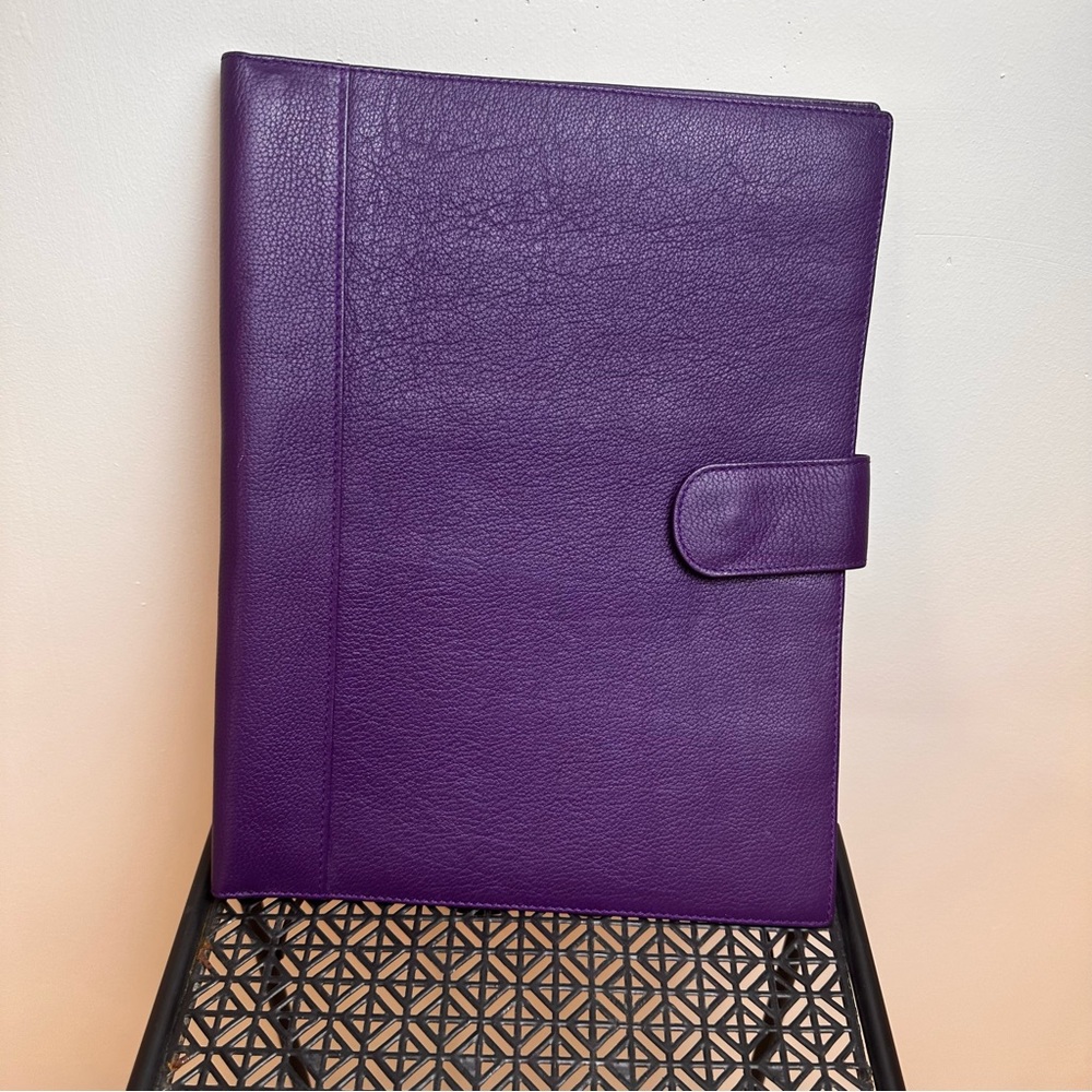 Levenger Purple Portfolio Notepad Case Full Grain Leather Office